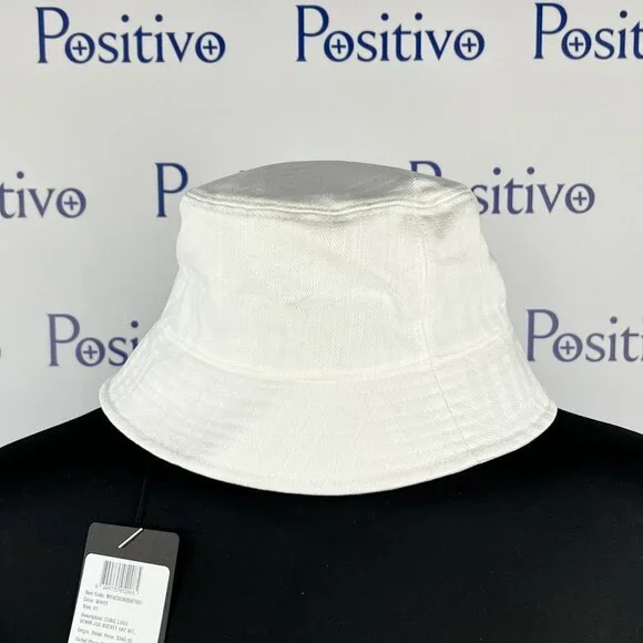 MCM White Cubic Logo Denim Jacquard Bucket Hat One Size - Picture 4 of 7